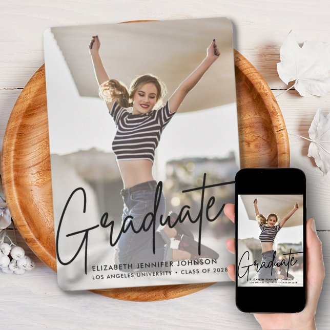 Modern 3 photo Graduation announcement invitation (Creator Uploaded)