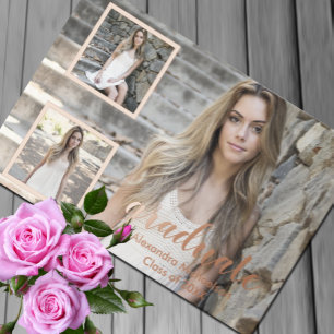 Modern 3 Photo Graduation Guest Book