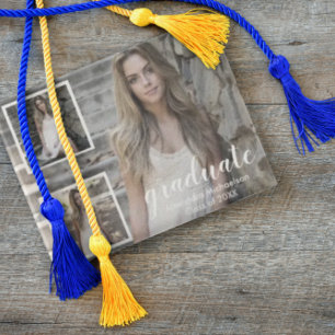 Modern 3 Photo Graduation Invitation