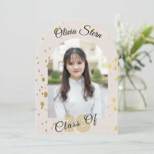 Modern 3 Photo Graduation Invitation Gold