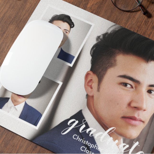 Modern 3 Photo Graduation Mouse Pad (Creator Uploaded)