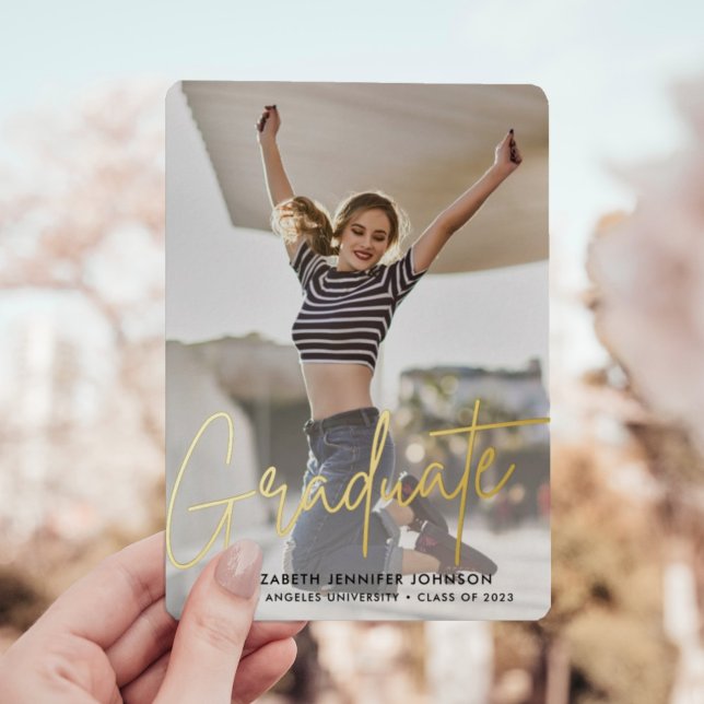 Modern 3 photo Graduation real foil announcement  (Creator Uploaded)