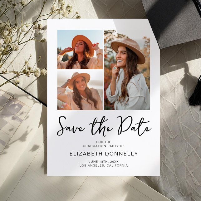 Modern 3 Photo Graduation Save The Date (Creator Uploaded)
