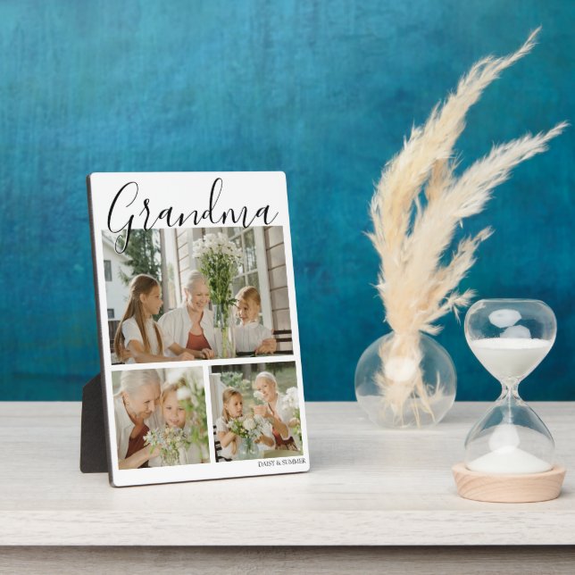 Modern 3 Photo Grandma Plaque (Side)