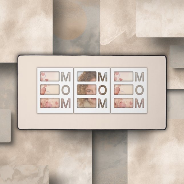 Modern 3 Photo Grid Mom Birthday Keepsake Desk Mat (Creator Uploaded)