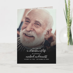 Modern 3-Photo Handwritten Script Funeral/Memorial Programme