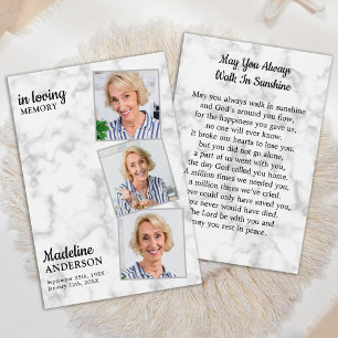 Modern 3 Photo Memorial Funeral Prayer Card