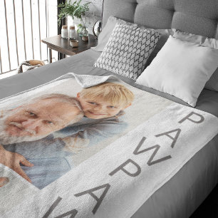Modern 3 Photo Pawpaw Plaque Fleece Blanket