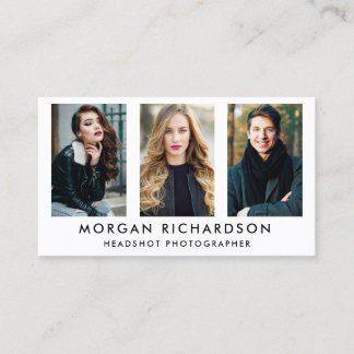 Modern 3 Photo Photographer Wht Business Card