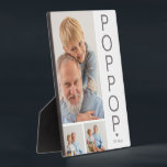 Modern 3 Photo Poppop Plaque<br><div class="desc">A modern photo collage keepsake plaque,  perfect asa gift for Fathers day,  birthday,  christmas or any other occassion. The photo plaque features 3 photos,  a bold font in grey which reads 'POPPOP' and 'EST: 20XX.</div>