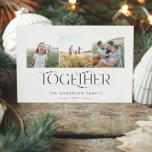 Modern 3 photo red simple together typography<br><div class="desc">Modern elegant trendy together typography red Christmas thanksgiving multi 3 photo holiday card</div>