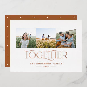 Modern 3 photo rust family together Christmas 