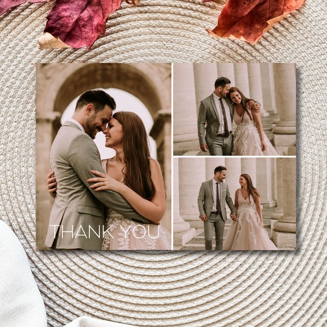 Modern 3 Photo Wedding Thank You (Modern 3 Photo Wedding Thank You Card)
