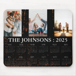 Modern 3 Photos 2025 Calendar Custom 12 Month Mouse Pad