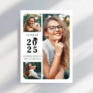 Modern 3 Photos Graduation Announcement 