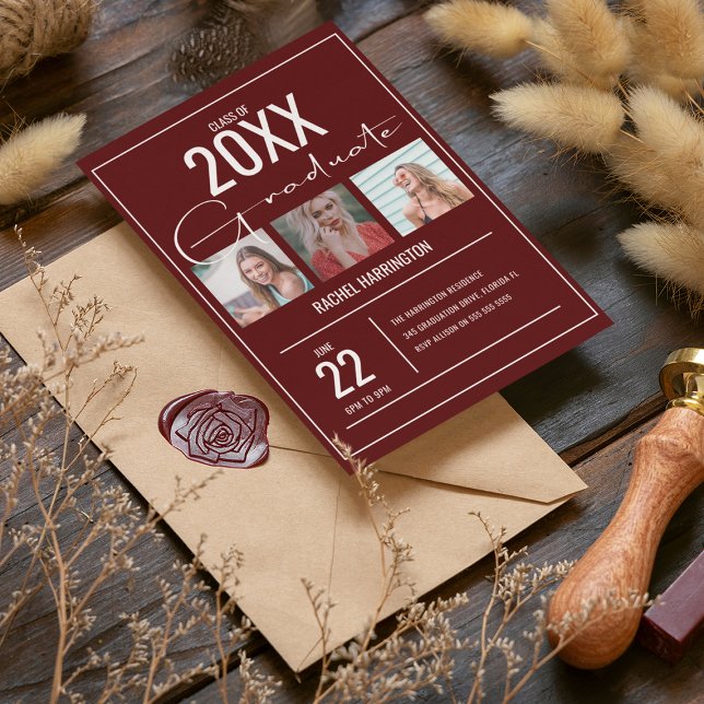 Modern 3 Photos Graduation Invitation (Creator Uploaded)