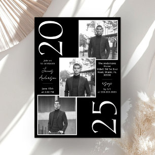 Modern 3 Photos Graduation Party Invitation
