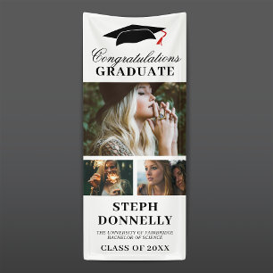Modern 3 Picture Graduation Party Banner