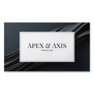 Modern 3D Black and Rose Gold Fluid Waves Magnetic Business Card