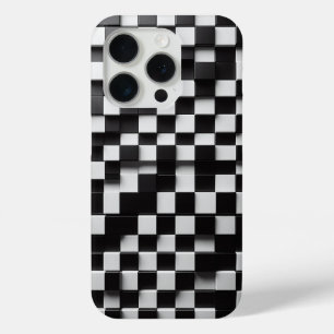 Modern 3D Black & White Checkerboard Phone Case 
