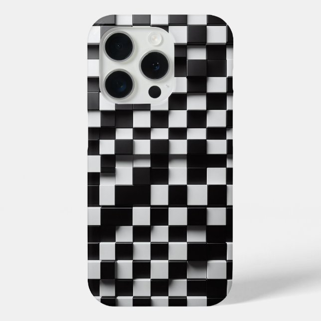 Modern 3D Black & White Chequerboard Phone Case  (Back)