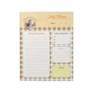 Modern 3D Blush Orange Floral Mandala Daily To Do  Notepad