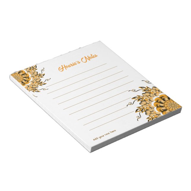 Modern 3D Blush Orange Floral Mandala Doodle  Notepad (Angled)