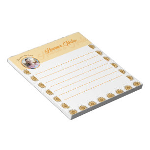 Modern 3D Blush Orange Floral Mandala Doodle Photo Notepad