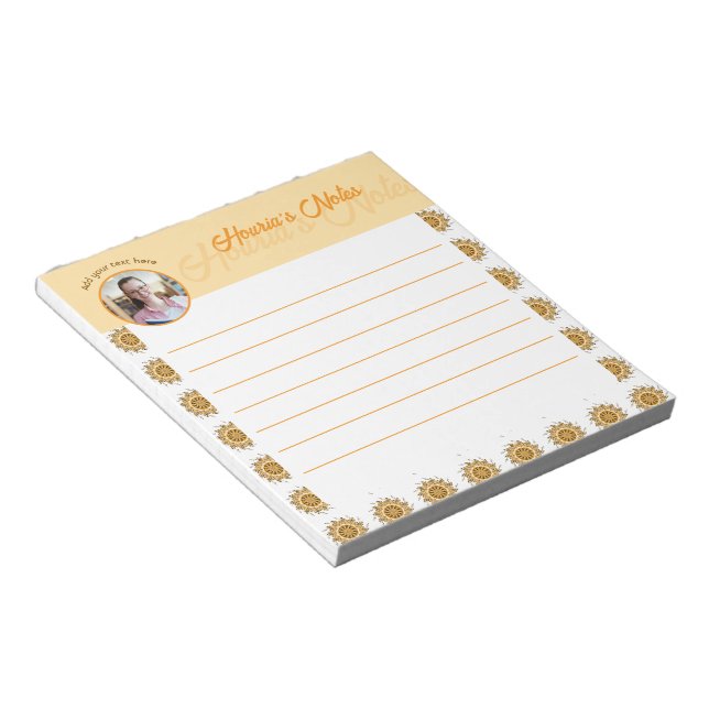 Modern 3D Blush Orange Floral Mandala Doodle Photo Notepad (Angled)