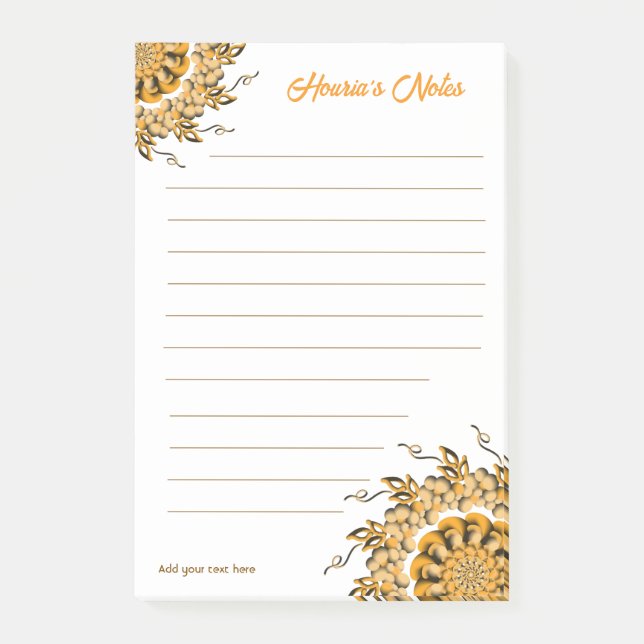 Modern 3D Blush Orange Floral Mandala Doodle  Post-it Notes (Front)