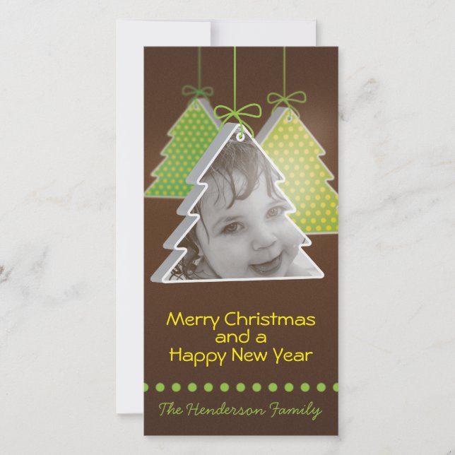 Modern 3d Christmas tree -photo christmas  card (Front)