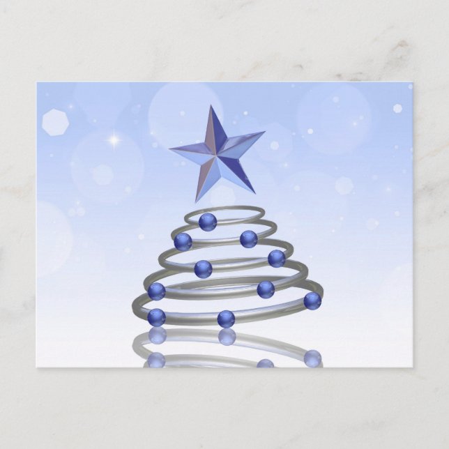 Modern 3D Chrome Christmas Tree Holiday Postcard (Front)