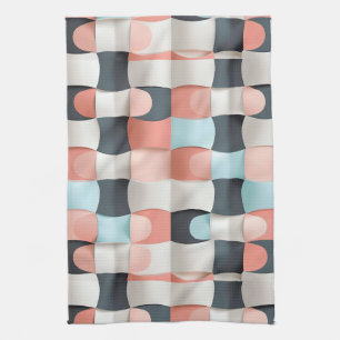 Modern 3D Curved Geometric Illusion Pattern Tea Towel