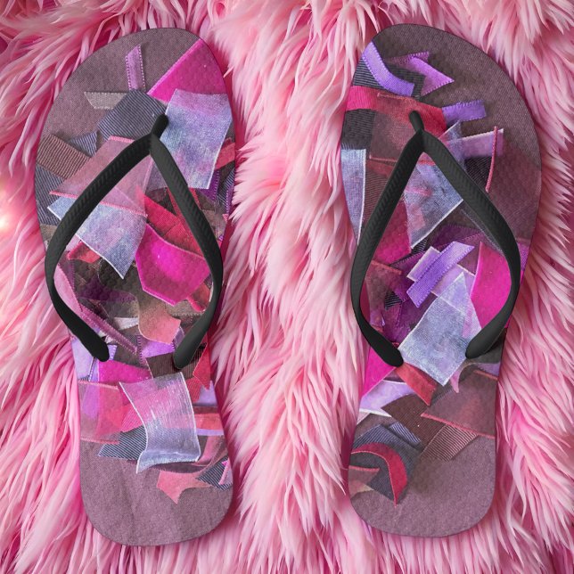 Modern 3D effect burgundy pink purple ribbons  Jandals (Trendy cool flip flops )