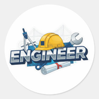 Modern 3D Engineer Professionalism & Tools Graphic Classic Round Sticker