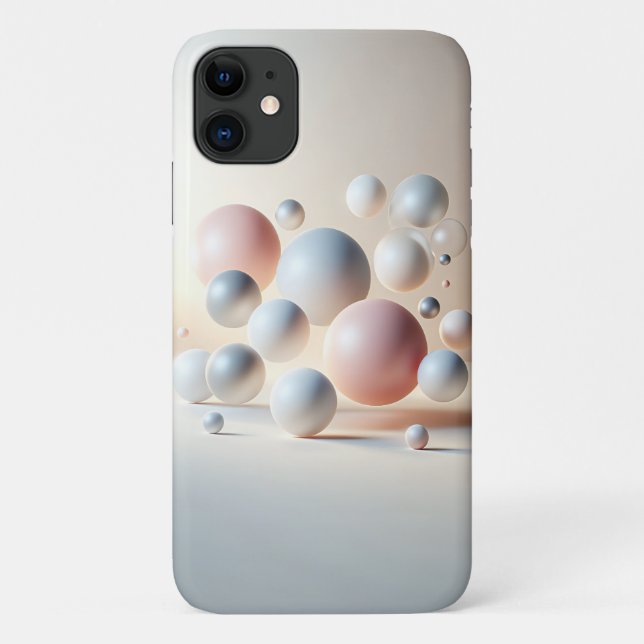 Modern 3D Floating Spheres Art - Minimalist Pastel Case-Mate iPhone Case (Back)