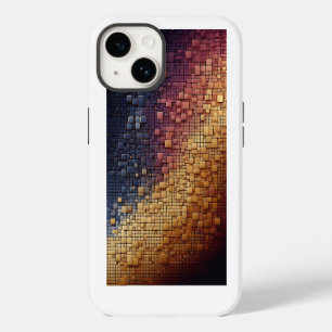Modern 3D Geometric Blocks Gradient Navy Blue and iPhone 14 Case