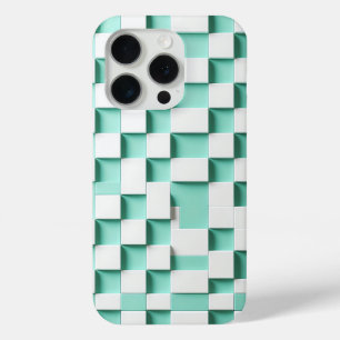 Modern 3D Geometric Cube Case - Mint Green & White