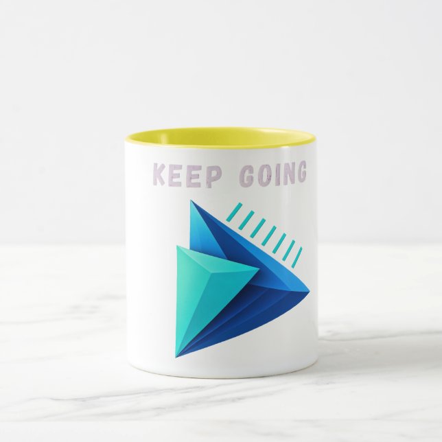 Modern 3D Geometric Keep Going Two-Tone Mug (Center)