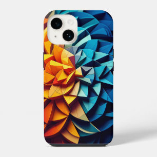 Modern 3D Geometric Lotus Phone Case Vibrant Blue