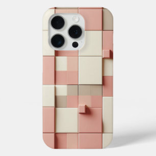 Modern 3D Geometric Square Case Dusty Rose, Cream