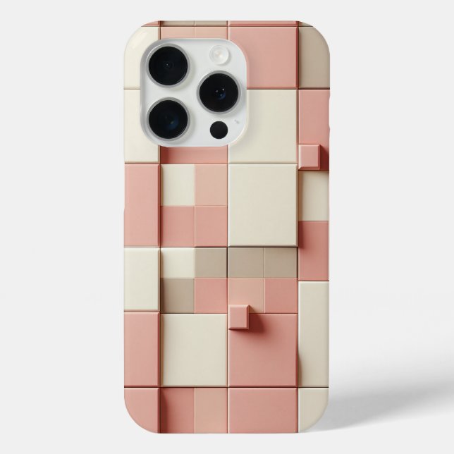 Modern 3D Geometric Square Case Dusty Rose, Cream (Back)