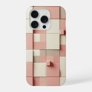 Modern 3D Geometric Square Case Dusty Rose, Cream