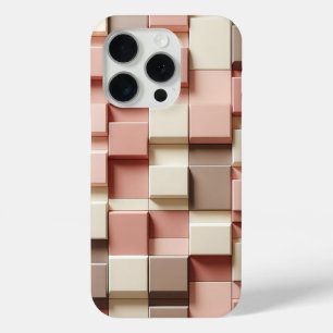 Modern 3D Geometric Square Case Dusty Rose, Cream