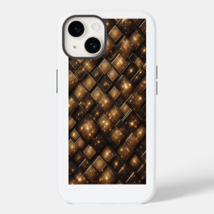 Modern 3D Golden Glitter Blocks Geometric Luxury P iPhone 14 Case