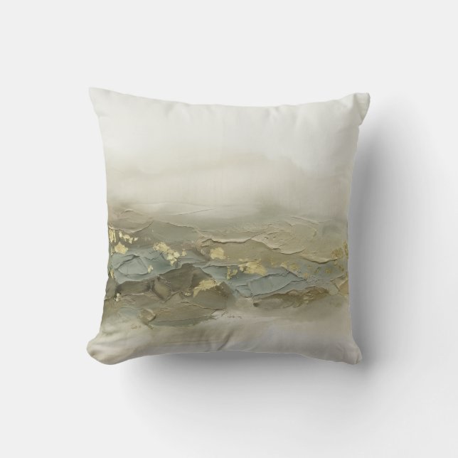 Modern 3D Impasto Sage Olive Green Gold Cushion (Front)