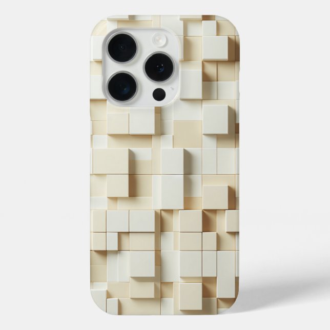 Modern 3D Ivory & Beige Geometric Cube Phone Case  (Back)