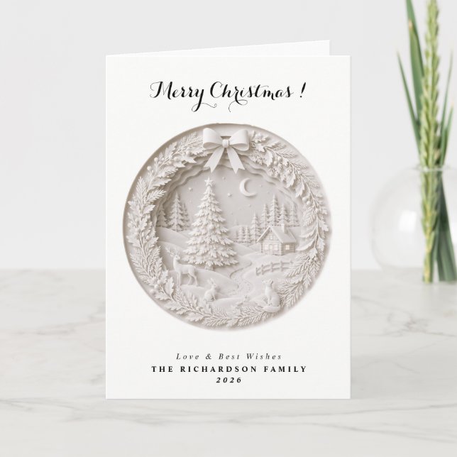 Modern 3D papercut Christmas Card (Front)