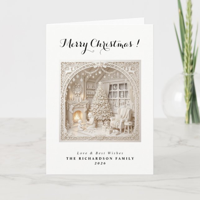 Modern 3D papercut Christmas Card (Front)
