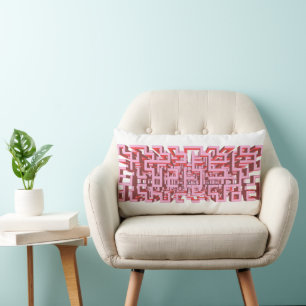 Modern 3D Pink Maze Lumbar Pillow